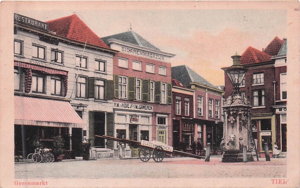 Tiel - Groenmarkt (fraaie kleur) gel. 1917, Ophalen of Verzenden, Voor 1920, Gelopen, Gelderland
