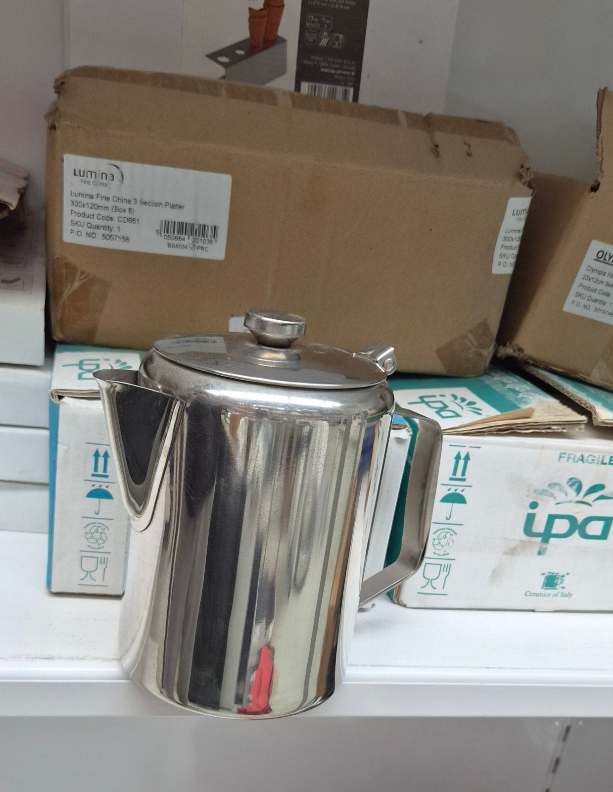Olympia Concorde Koffiepot RVS - Spiegelglans 1990ml, Theepot/fluitketel, Ophalen of Verzenden, Metaal, Overige merken