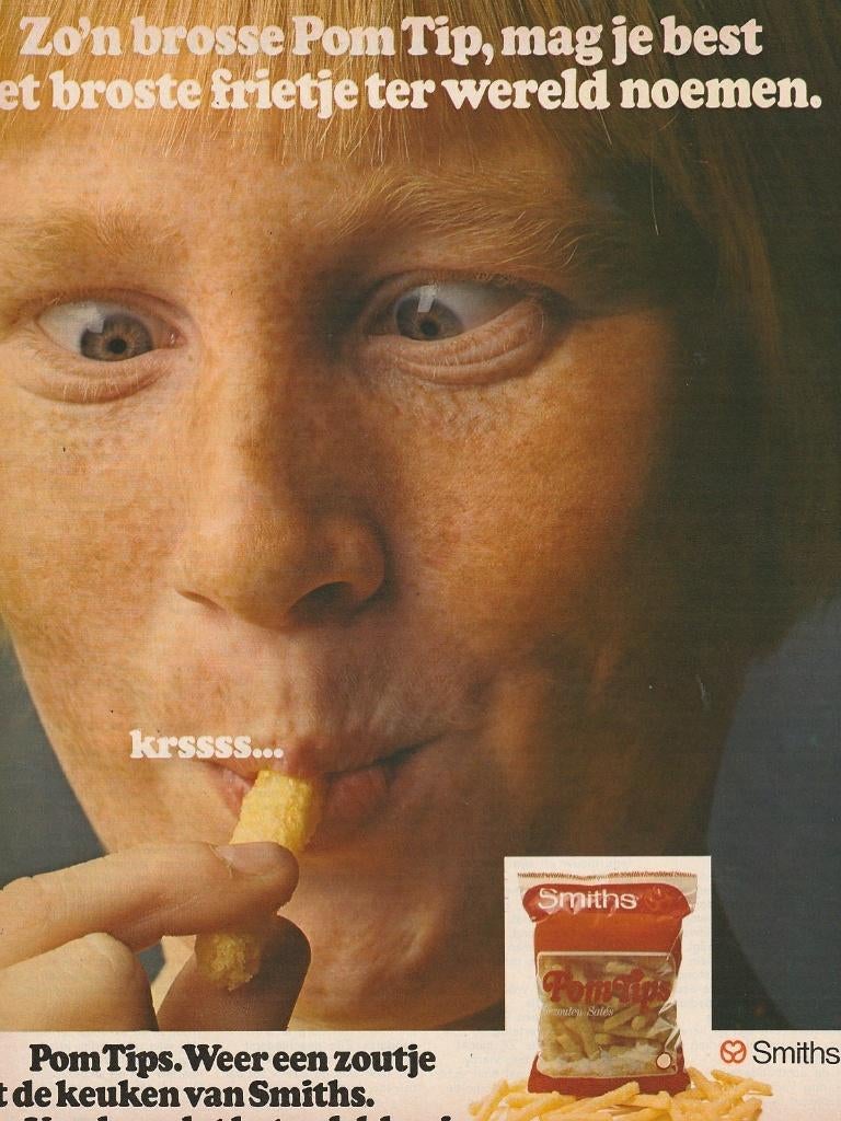 Retro reclame 1974 Smiths chips jongetje met sproeten, Verzamelen, Retro, Verzenden, Overige typen