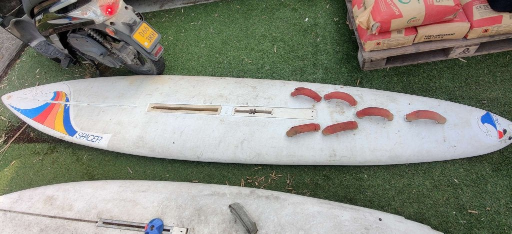 Surfplank Ten Cate Spacer met zwaard - 370 cm, Watersport en Boten, Ophalen, Gebruikt, Inklapbaar zwaard, 300 cm of meer