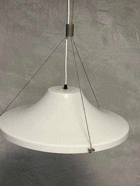 Jaren 70 hanglamp vintage design retro lamp wit kunststof, Ophalen, Kunststof, Gebruikt, .
