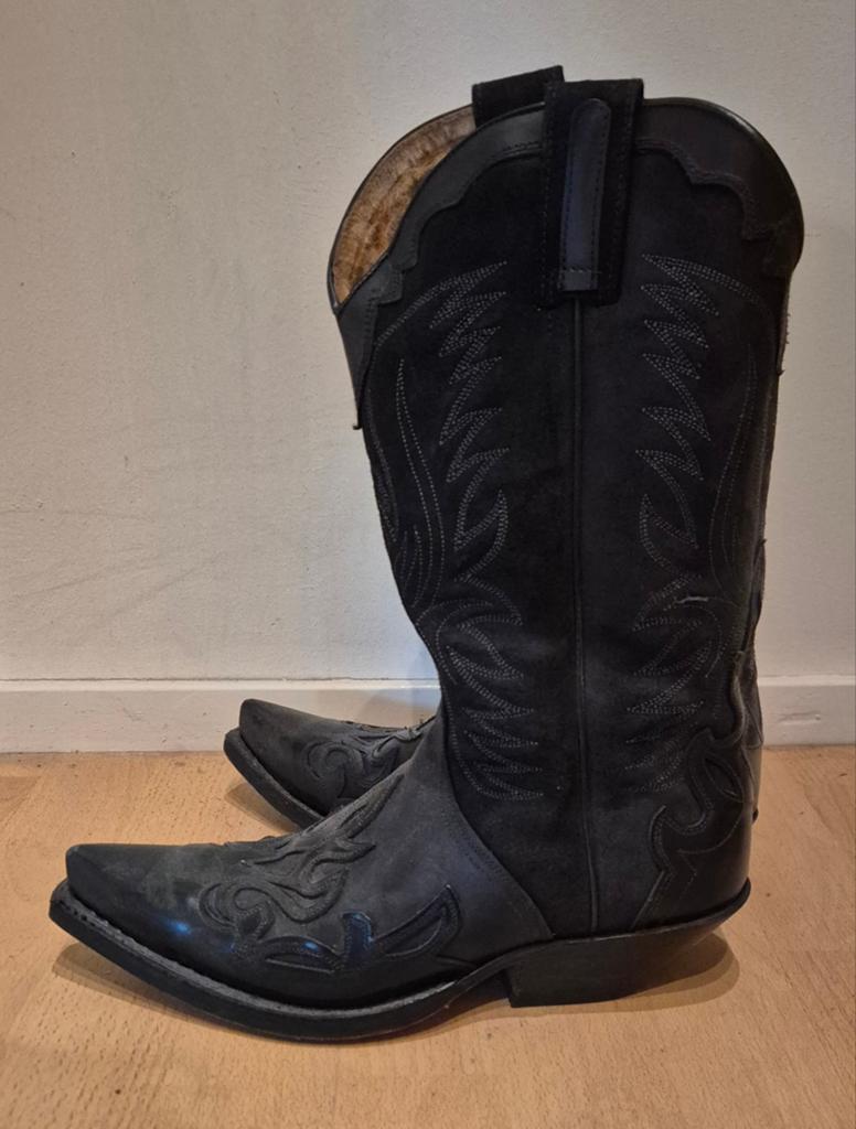 Sendra cowboylaarzen maat 40 – zwart leer – western boots, Zwart, Ophalen of Verzenden, Gedragen, Hoge laarzen