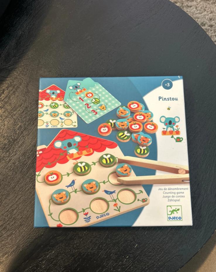 Djeco Pinstou Telspel - Educatief Houten Speelgoed, Hobby en Vrije tijd, Ophalen of Verzenden, Zo goed als nieuw