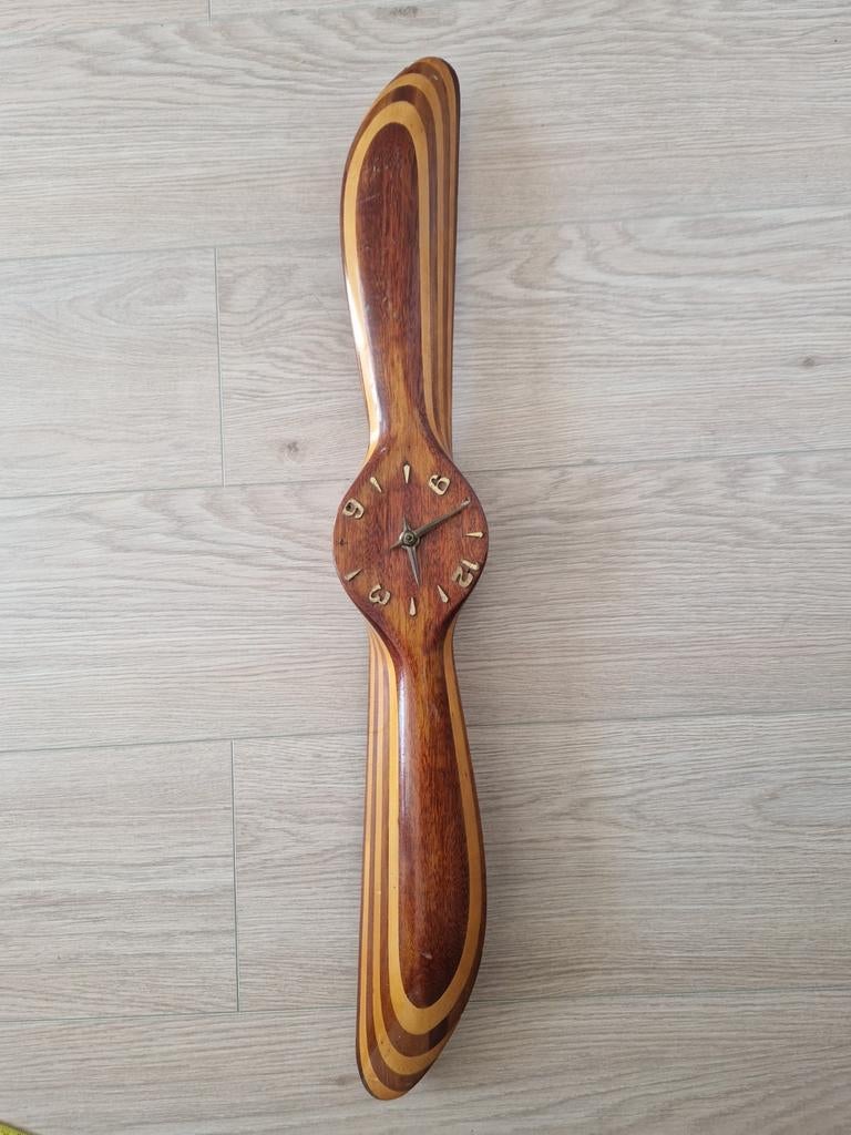 Decoratieve houten propeller klok - 75 cm, Antiek en Kunst, Ophalen of Verzenden