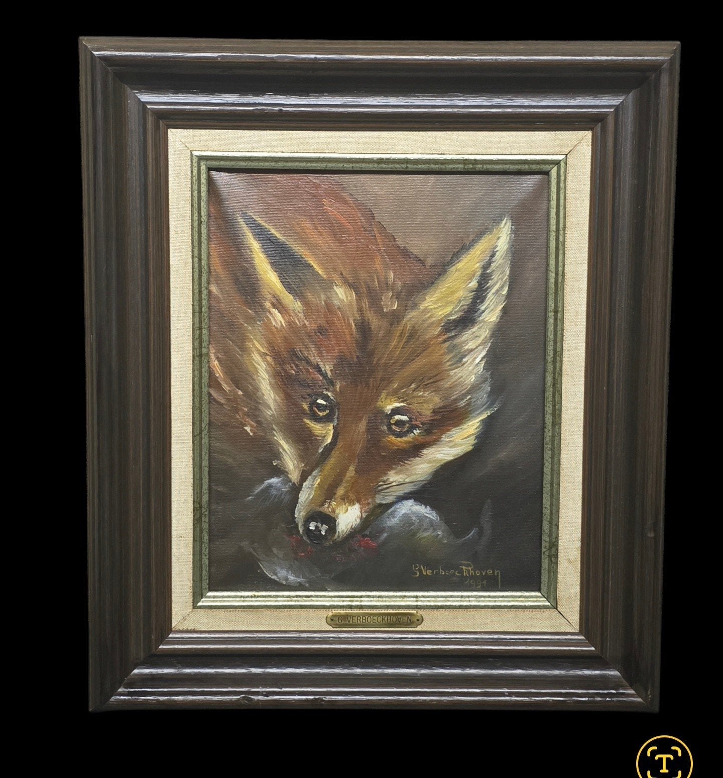Olieverfschilderij Vos .gesigneerd, Antiek en Kunst, Kunst | Schilderijen | Klassiek, Doek, Realistisch, Origineel werk, Dieren