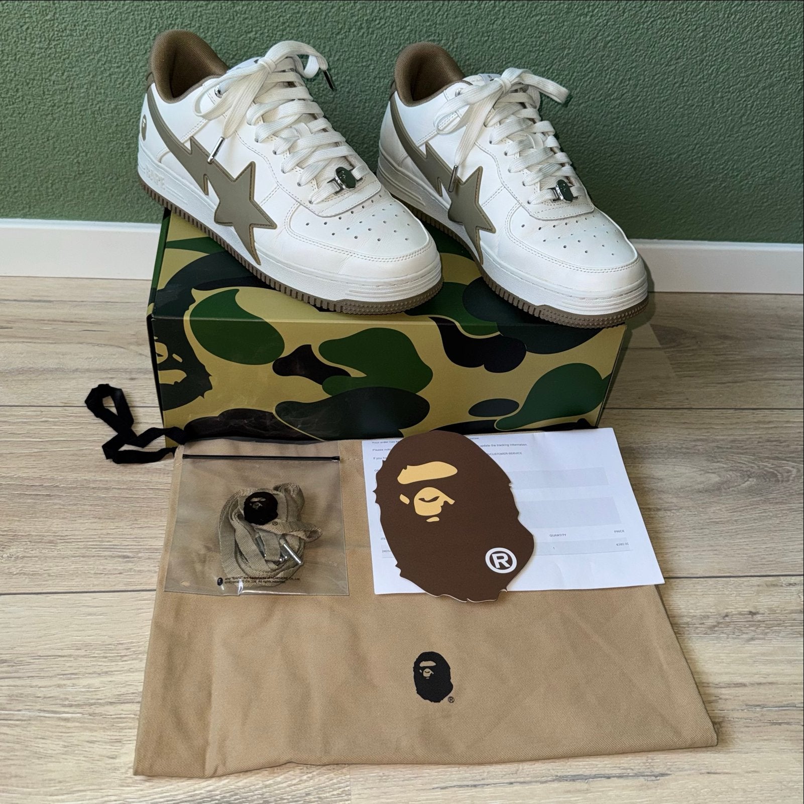 BAPE STA Low White/Brown sneakers 45, Wit, Ophalen of Verzenden, Sneakers of Gympen, Zo goed als nieuw