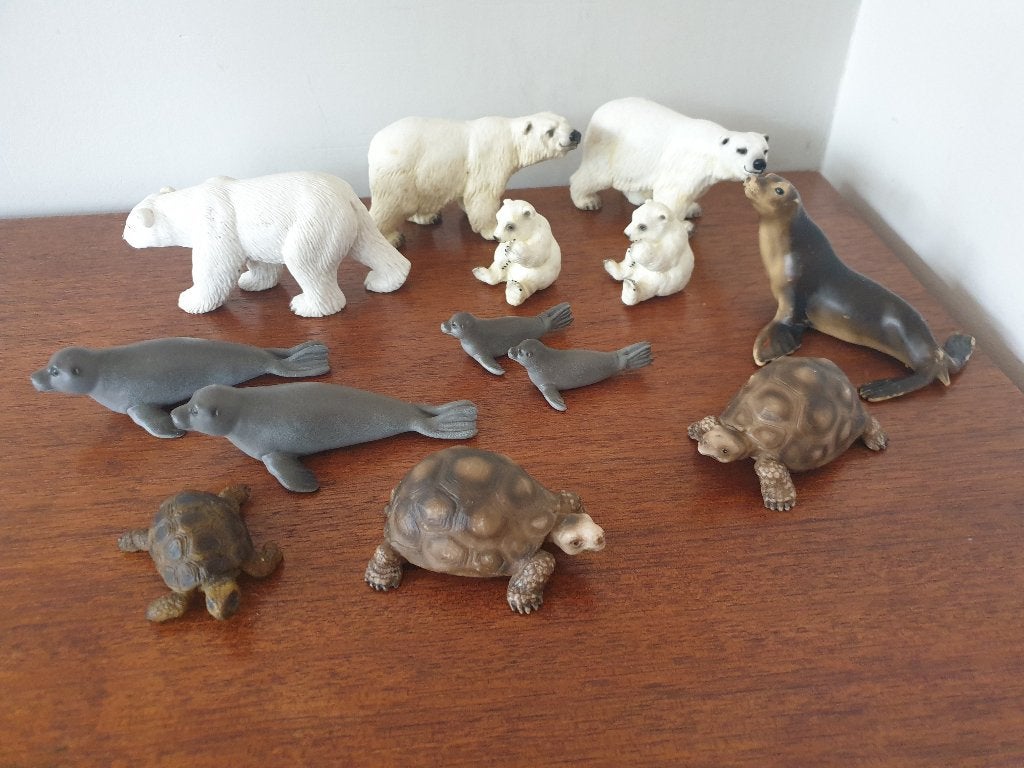 Vier vintage Schleich, o.a.: Zeearend/ Quetzalcoatlus, Ophalen of Verzenden, Zo goed als nieuw