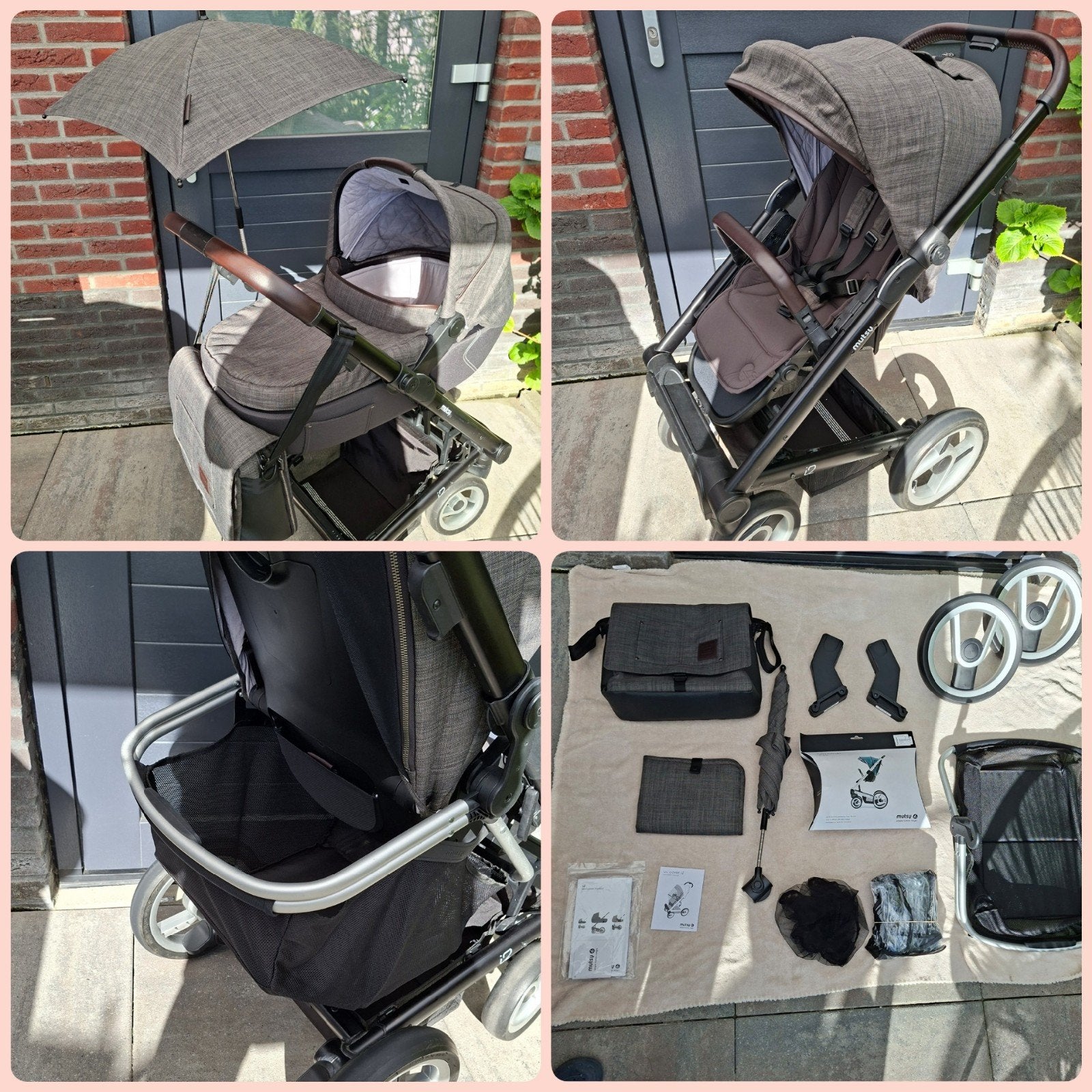Mutsy I2 Farmer Forest Black Edition Combiwagen + Acc. ZGAN, Ophalen, Zo goed als nieuw, Mutsy