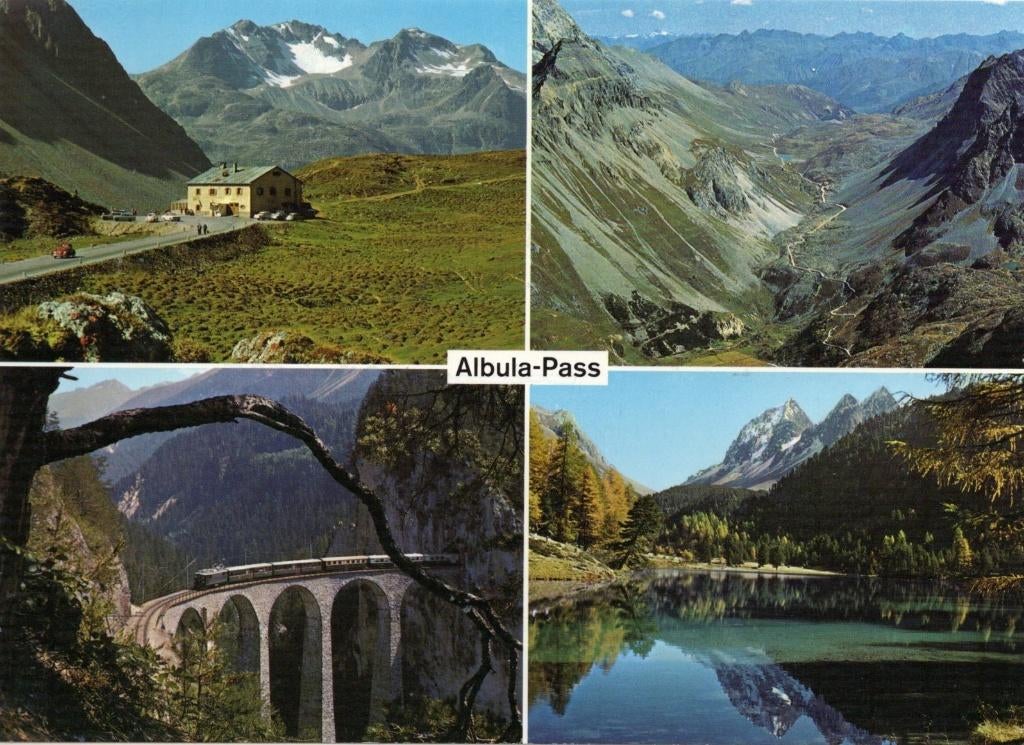 1 Ansichtkaart Albula Pass  Zwitserland 1978. Afm 23x15cm., Ophalen of Verzenden, 1960 tot 1980, Ongelopen, Overig Europa