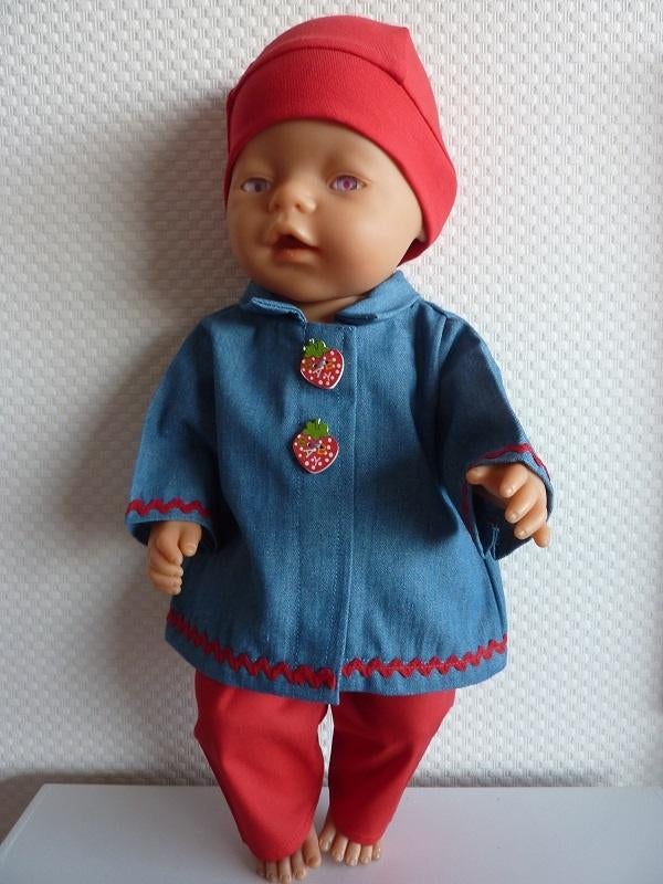Spijkerjasje met lange broek en muts voor de baby born pop, Ophalen of Verzenden, Nieuw, Babypop