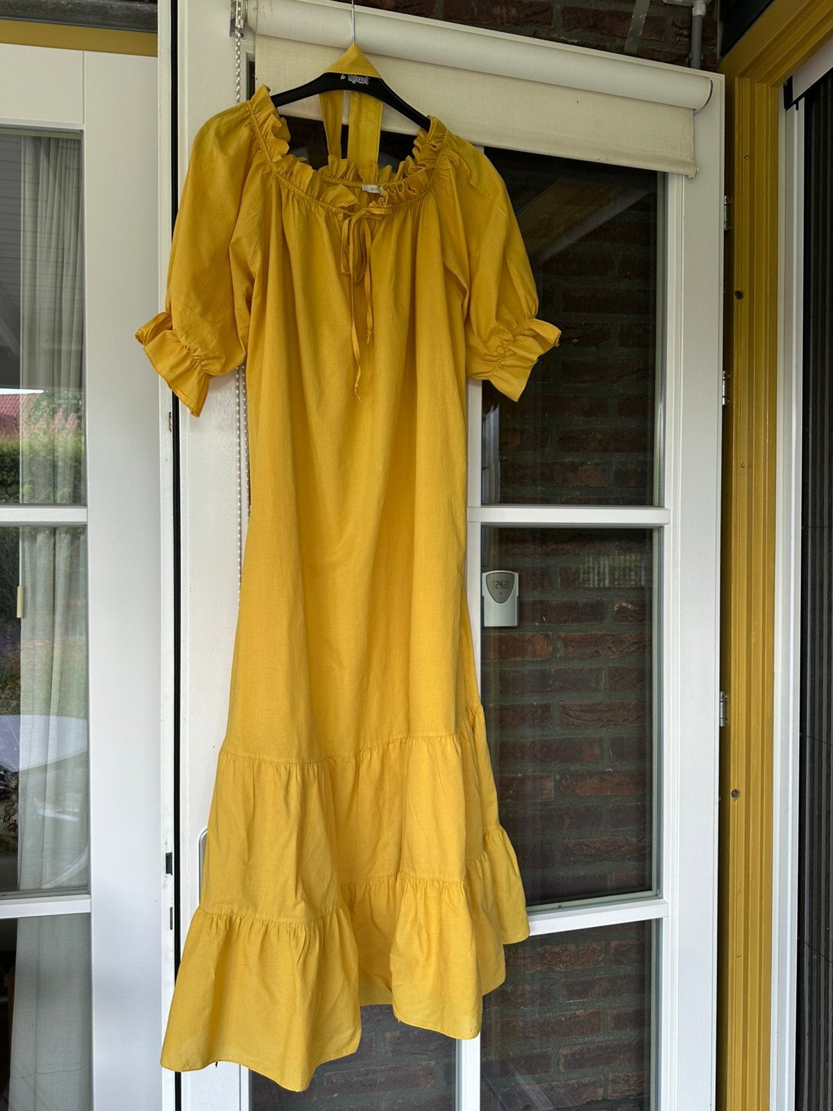 Nieuwe warmgele katoenen Boebou jurk, one size /XXL, Verzenden, Geel, Maat 46/48 (XL) of groter, Nieuw