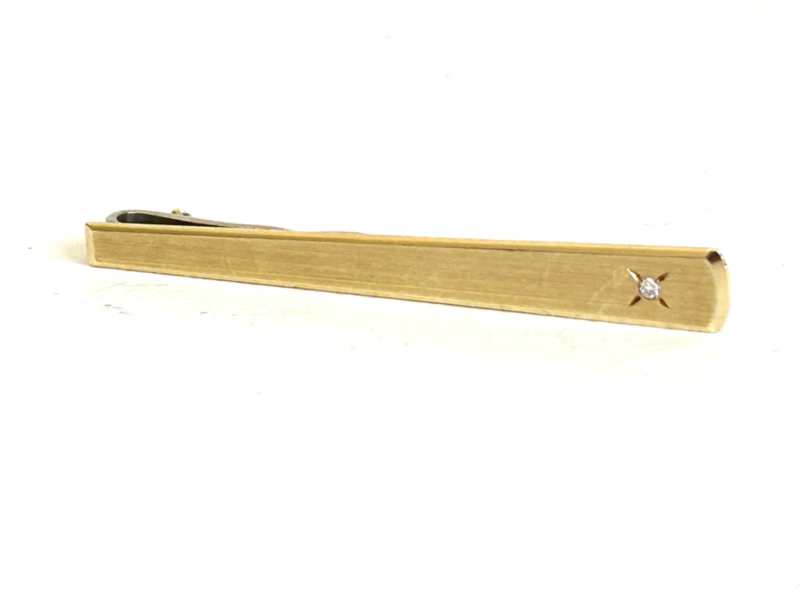 Vintage 14K geborsteld gouden dasschuif dasklem Gebr. Giels, Ophalen, Goud, Overige typen, Met edelsteen
