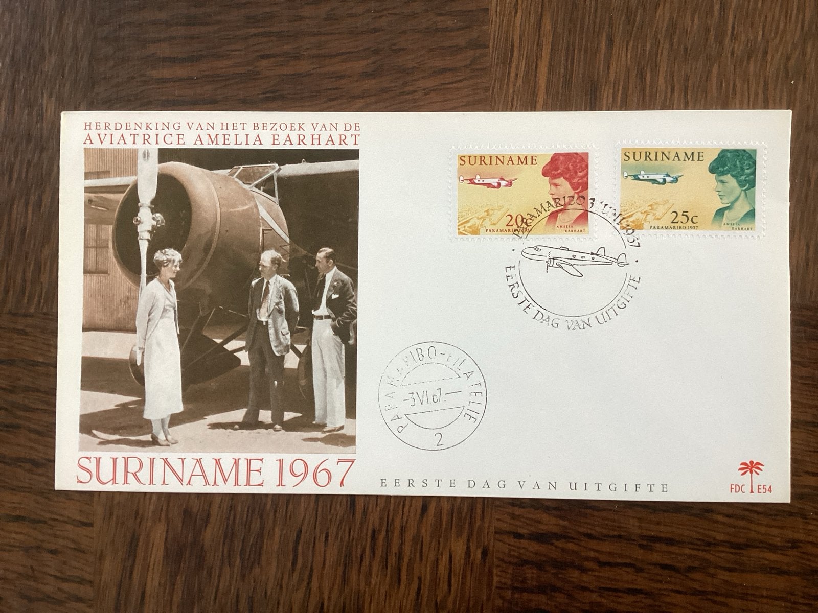 FDC Suriname 1967 - Herdenking Amelia Earhart, Ophalen of Verzenden, Onbeschreven, Rest van de wereld