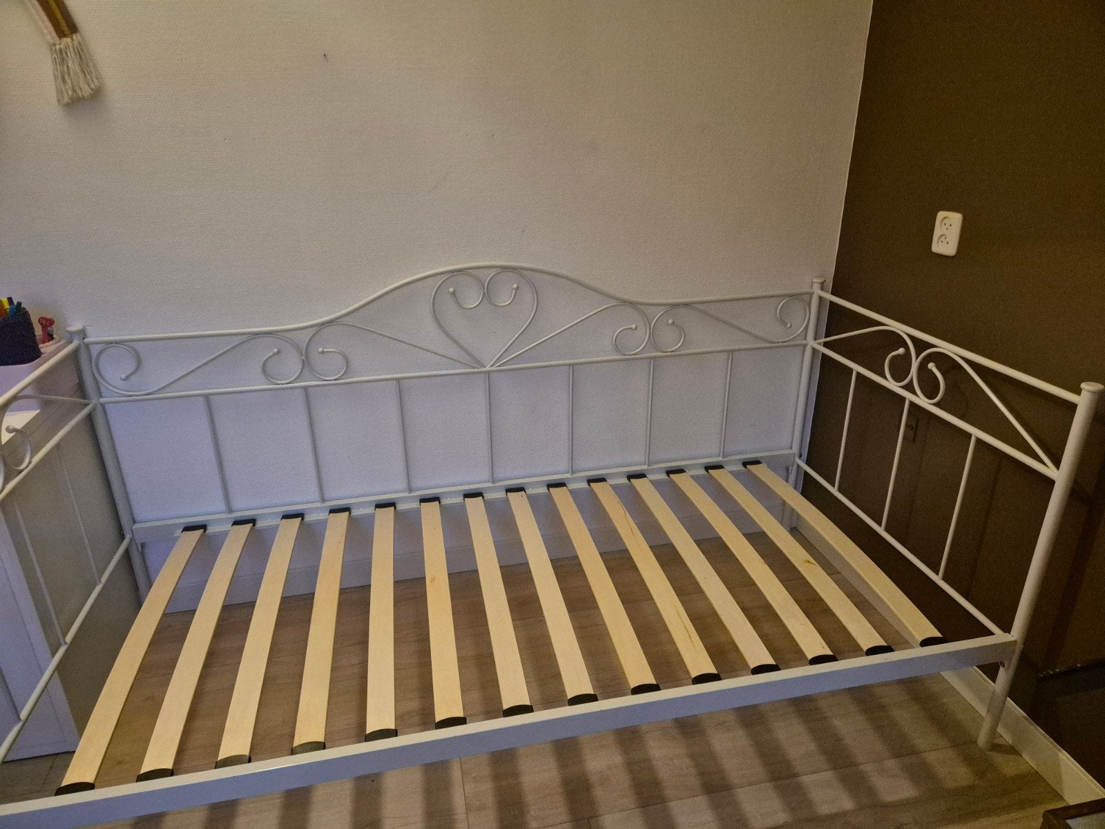Wit prinsessen bed., Ophalen, 85 tot 100 cm, Gebruikt, Lattenbodem