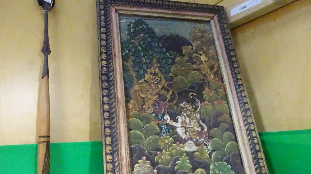Indonesisch paneel - houtsnijwerk, Groep mensen, Handgemaakt, 1 meter - 2 meter, Hout