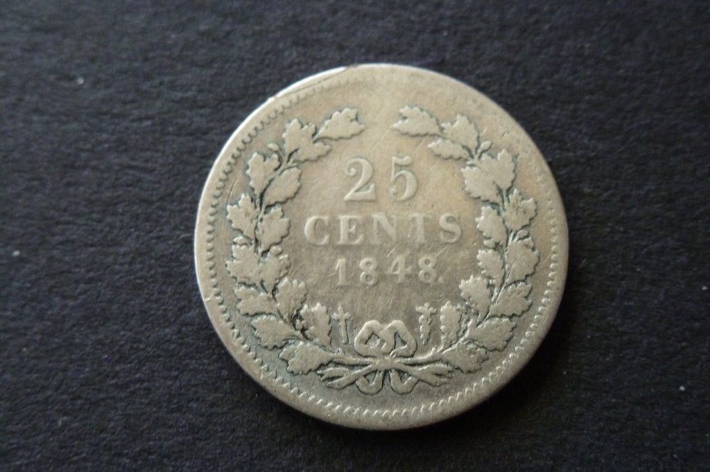Willem 2 -25 cent 1848 zilver fr cataloguswaarde fr 20 euro, Zilver, 25 cent, Ophalen of Verzenden, Losse munt