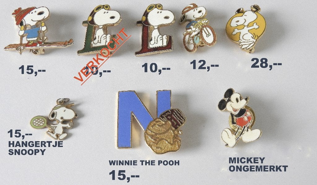 Snoopy-Peanuts pins/Broches (+ 1 snoopy hangertje), Verzamelen, Ophalen of Verzenden, Snoopy, Zo goed als nieuw, Beeldje of Figuurtje