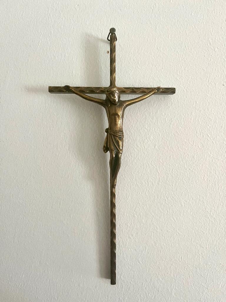 Antiek jezus kruis kruisbeeld crucifix van brons, Antiek en Kunst, Ophalen of Verzenden