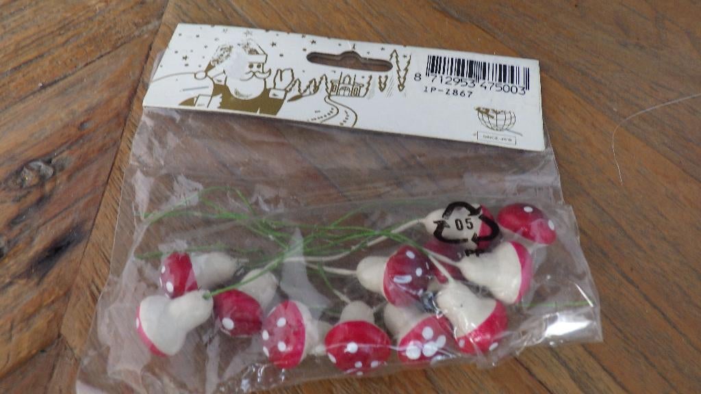 mooi zakje met paddestoeltjes voor kerststukken, Diversen, Kerst, Ophalen of Verzenden, Gebruikt