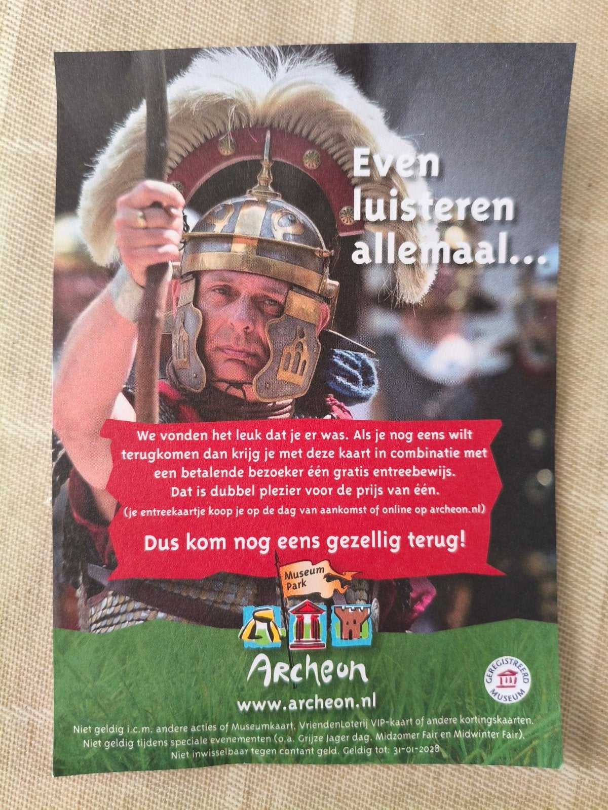 Tweede kaartje gratis Archeon, Eén persoon, Kortingskaart