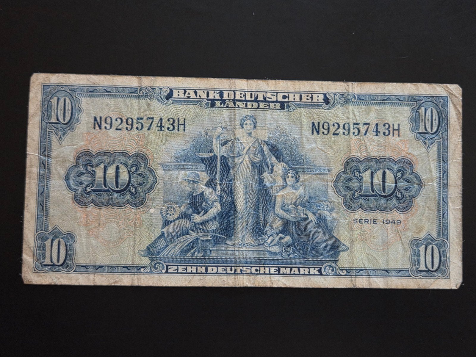 Germany 10 mark 1949 VF, Postzegels en Munten, Ophalen of Verzenden, Duitsland