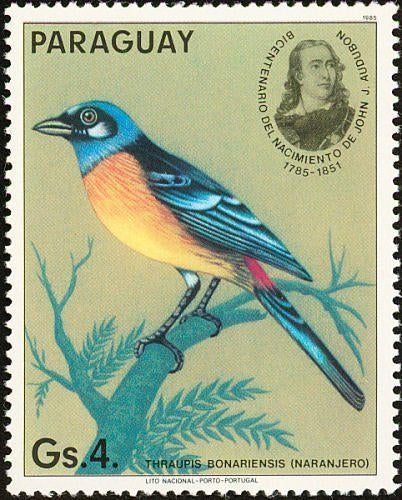 PARAGUAY 8 - Dieren: vogels (tangare), Ophalen of Verzenden, Postfris, Dier of Natuur