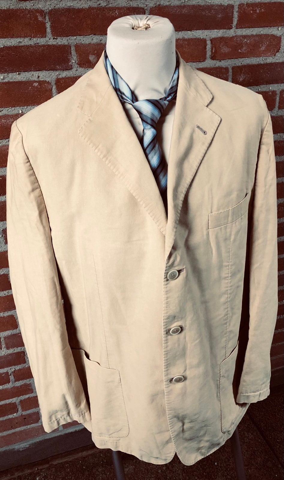 Corneliani ID Blazer/ Jasje Beige Katoen/ Linnen Mt 56 (XL), Ophalen of Verzenden, Gedragen, Maat 56/58 (XL), Beige