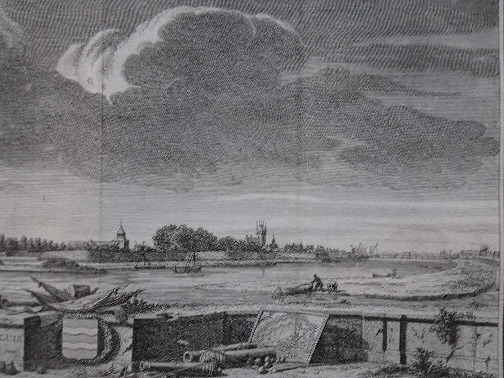 gravure Stad Sluis Zeeuws Vlaanderen Zeeland JC Philips 1745, Antiek en Kunst, Kunst | Etsen en Gravures, Stadsgezicht, Ophalen of Verzenden