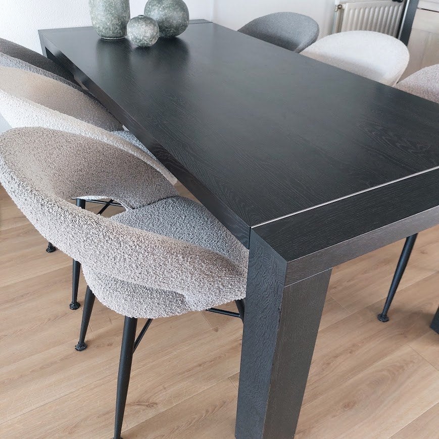 Eethoek eiken geborsteld dark grey, Ophalen, Gebruikt, Eikenhout, 200 cm of meer