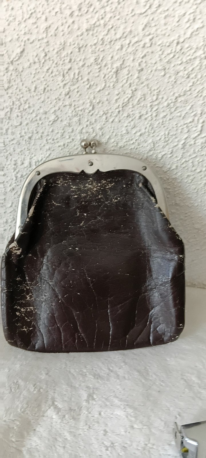 Vintage Bruine Leren Handels Knip - Flink Gebruikt, Sieraden, Tassen en Uiterlijk, Portemonnees, Overige merken, Gebruikt, Ophalen of Verzenden