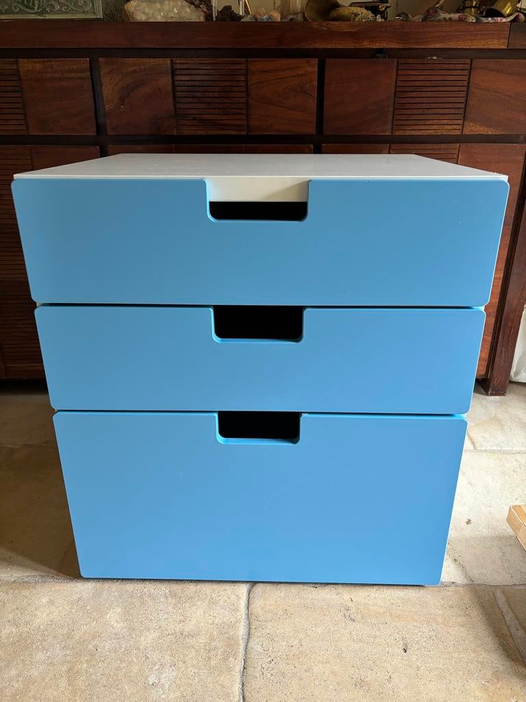 Ikea ladekastje met 3 laden - Blauw/Wit, Huis en Inrichting, Kasten | Ladekasten, Ophalen, Kunststof, Gebruikt, 50 tot 100 cm