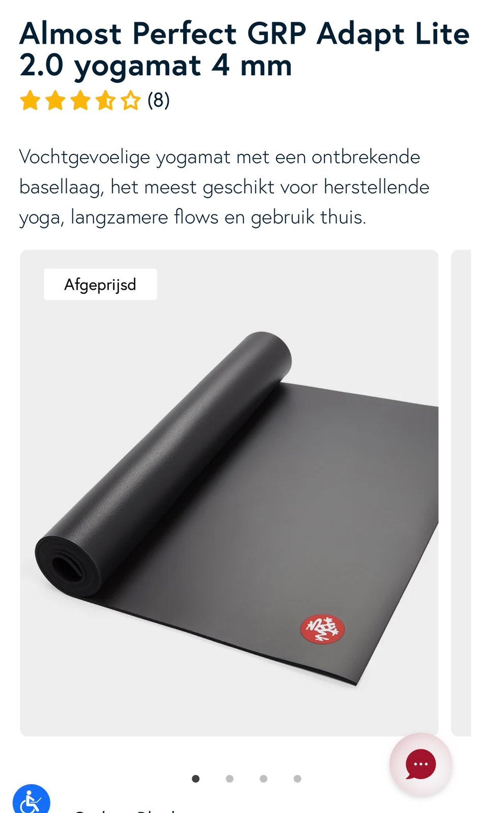 Manduka Almost Perfect GRP Adapt Lite 2.0 yogamat 4mm, Ophalen of Verzenden, Zo goed als nieuw, Yogamat