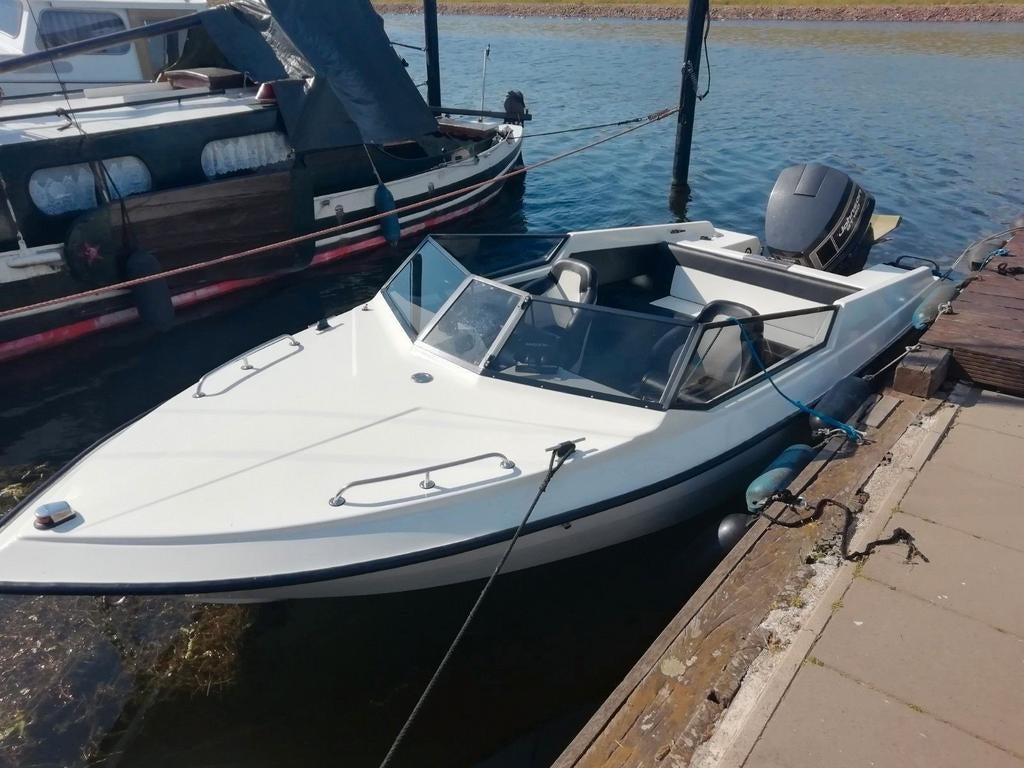 BEMASTER 17 FT JOHNSON GT 150 TR. PRIJS 4500- Vast!!!!, Watersport en Boten, Speedboten, Gebruikt, Quicksilver, Benzine, 120 tot 200 pk