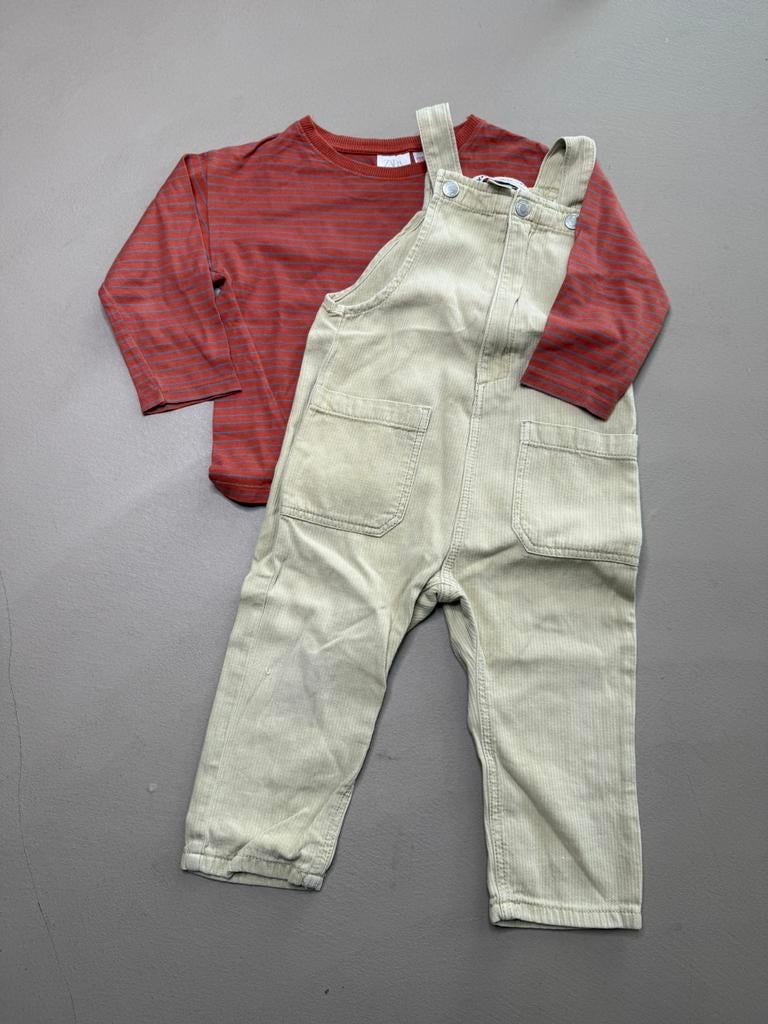 Zara jongens set tuinbroek maat 92, Kinderen en Baby's, Kinderkleding | Maat 92, Ophalen of Verzenden, Zo goed als nieuw, Jongen