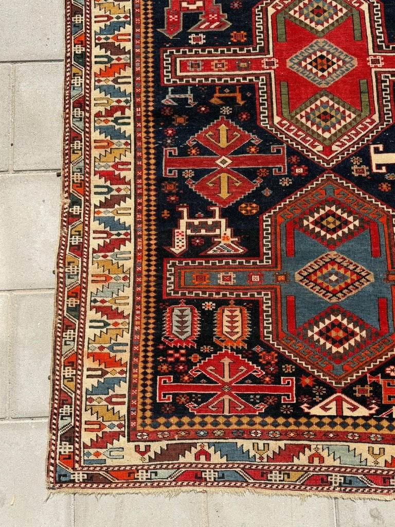 Antieke Shirvan – 270138cm – zeldzame geometrische motieven, Gebruikt, 100 tot 150 cm, Wol, 200 cm of meer