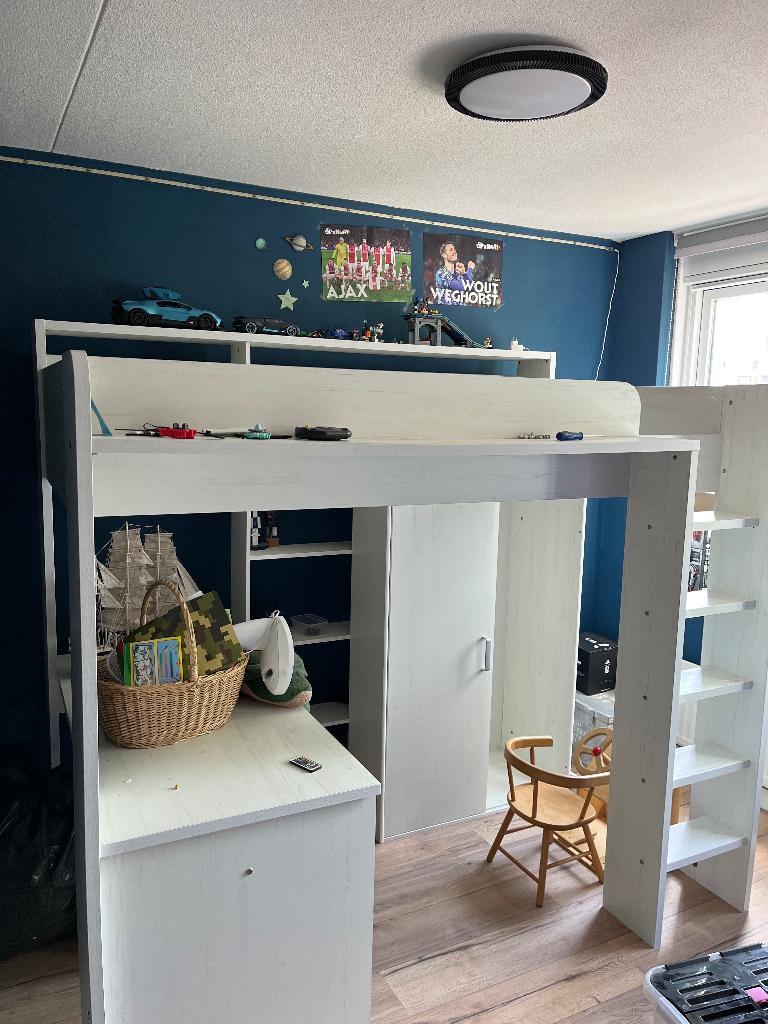 Hoogslaper met bureau en kast, Ophalen, Gebruikt, Eenpersoons, 200 cm