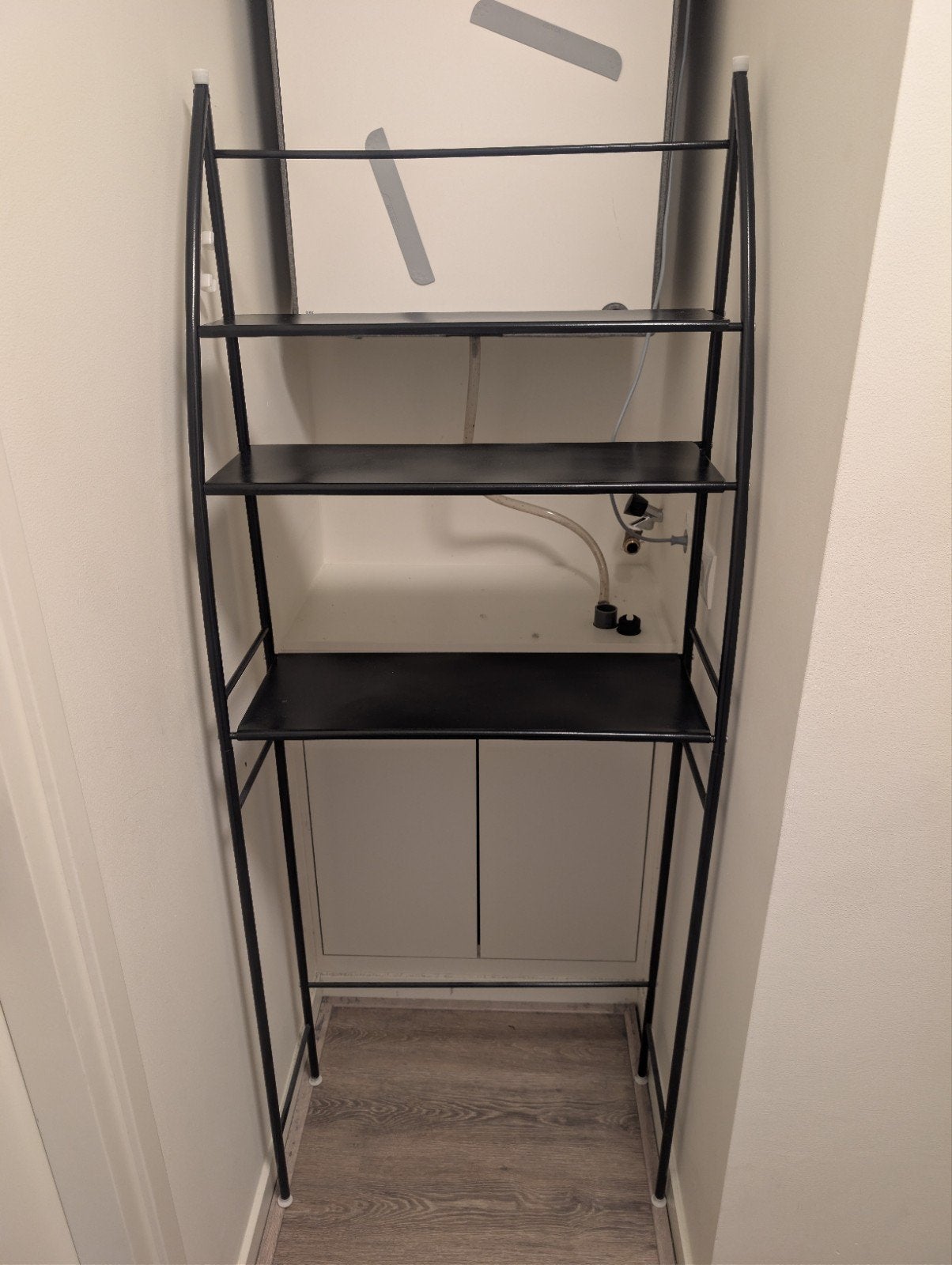Wasmachine ombouw rek/kast - Zwart metaal met planken, Huis en Inrichting, Ophalen, Zo goed als nieuw