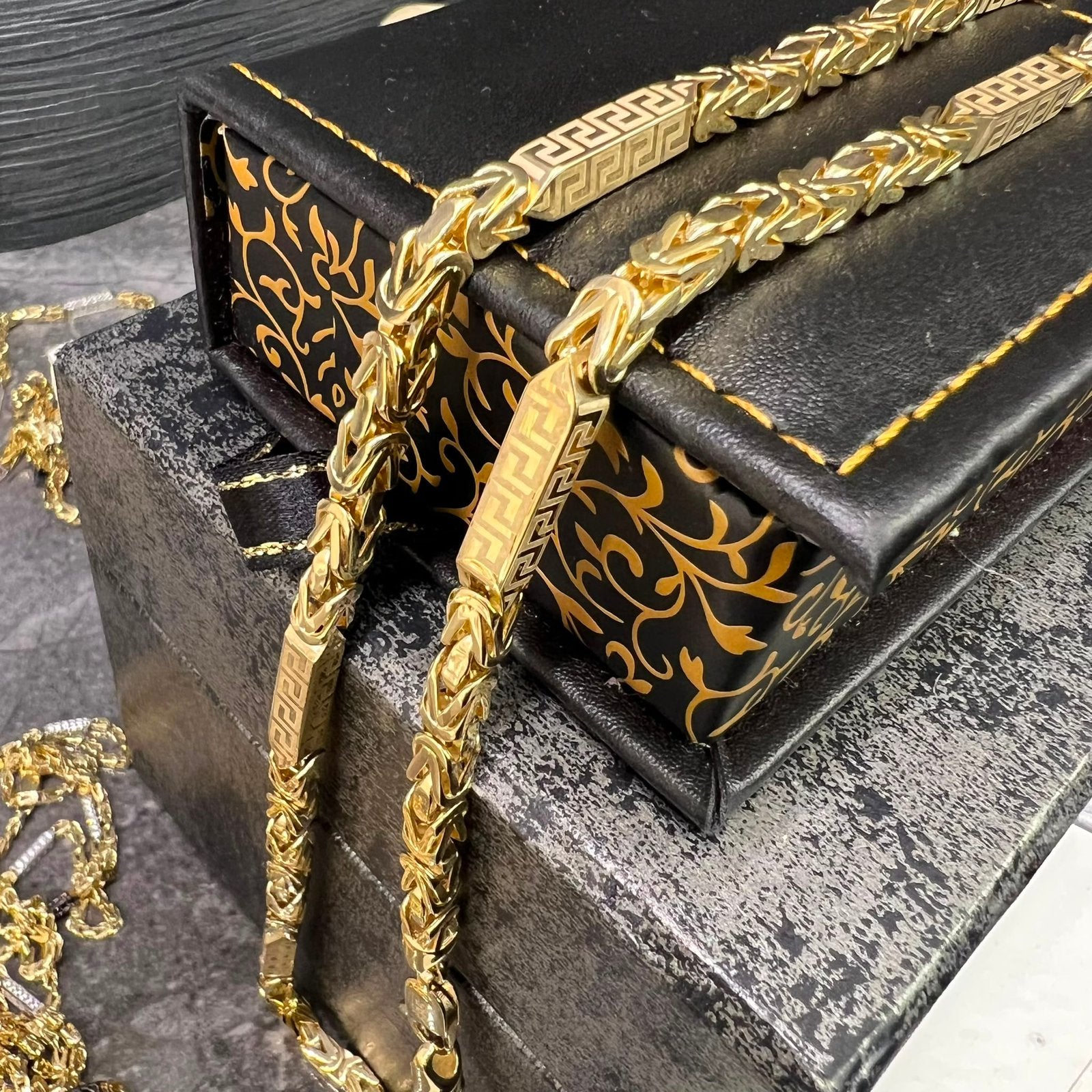 14k gouden koningsketting met tussenblokjes, Sieraden, Tassen en Uiterlijk, Kettingen, Ophalen of Verzenden, Nieuw, Goud, Goud