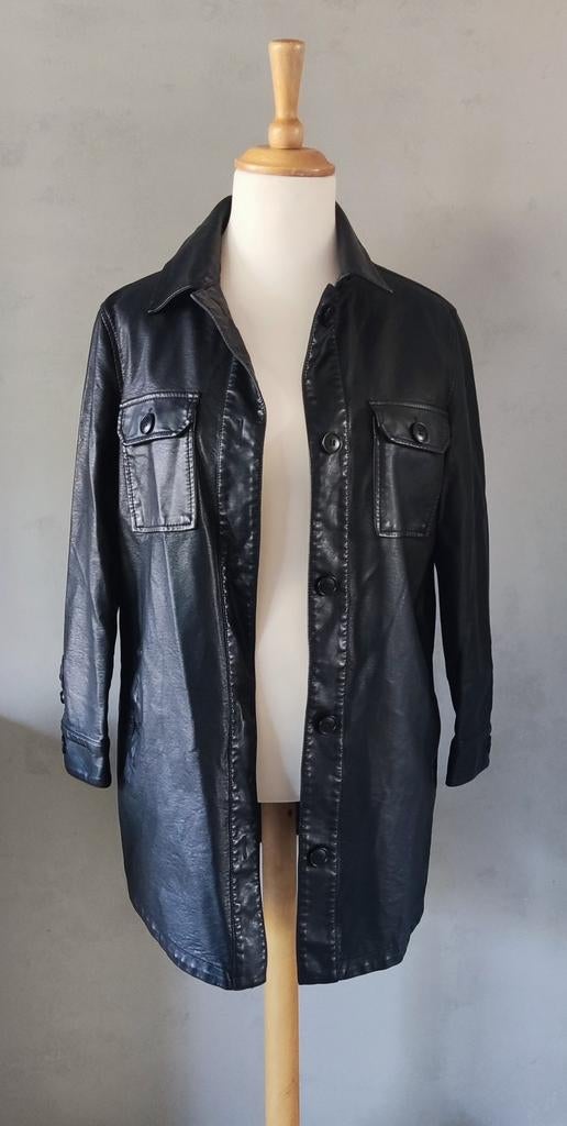 Costes zwarte imitatie leren jas/shacket maat M-L, Maat 38/40 (M), Zwart, Ophalen of Verzenden, Zo goed als nieuw