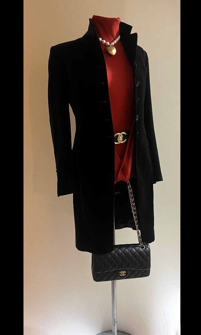 Pauw 1 velvet fluwelen lange blazer jas zwart, Verzenden, Zo goed als nieuw, Maat 38/40 (M), Zwart
