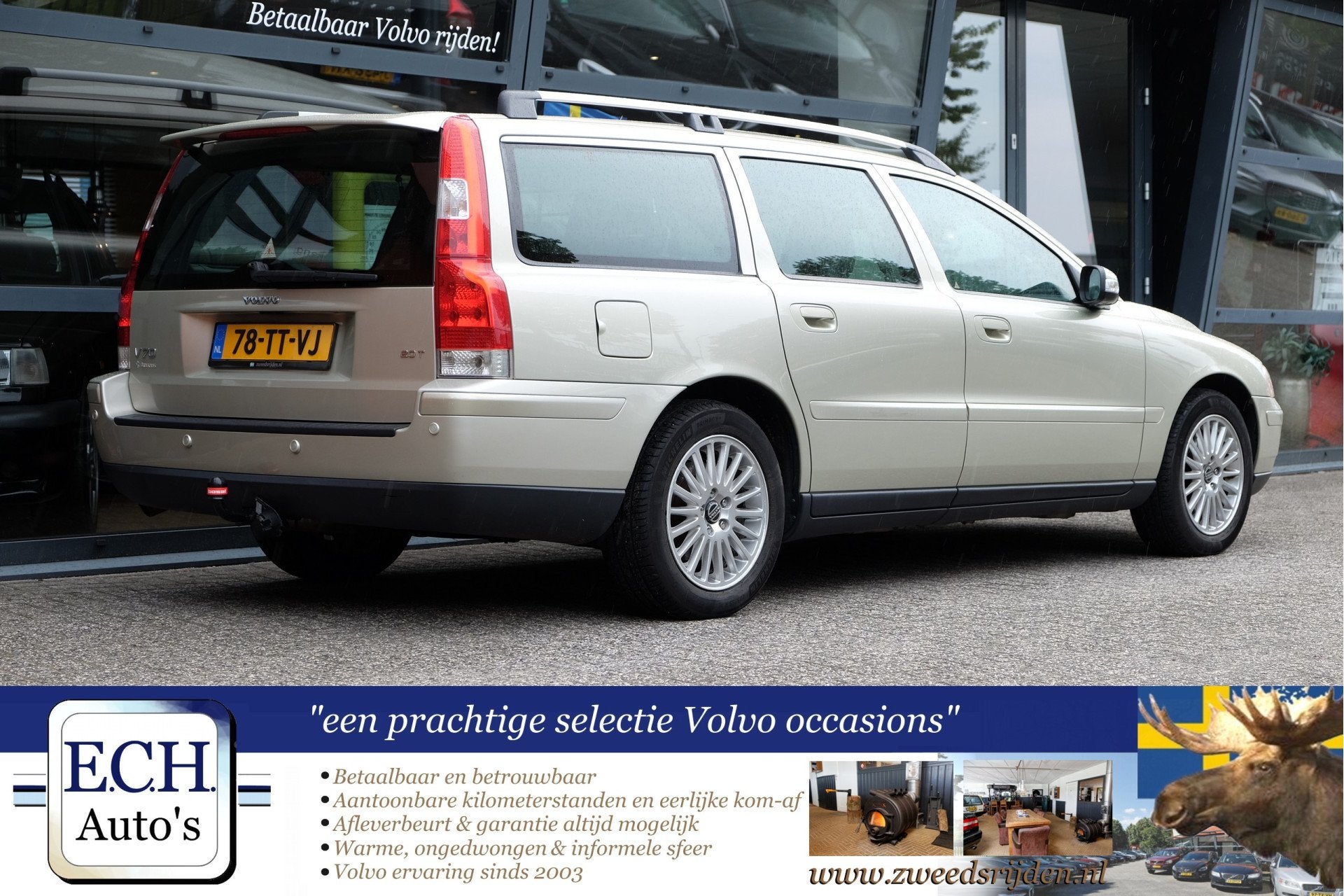 Volvo V70 2.0T 180 pk Aut. Edition II Sport, Leer, Xenon, Tr, Auto's, Gebruikt, Beige, 1600 kg, Euro 4