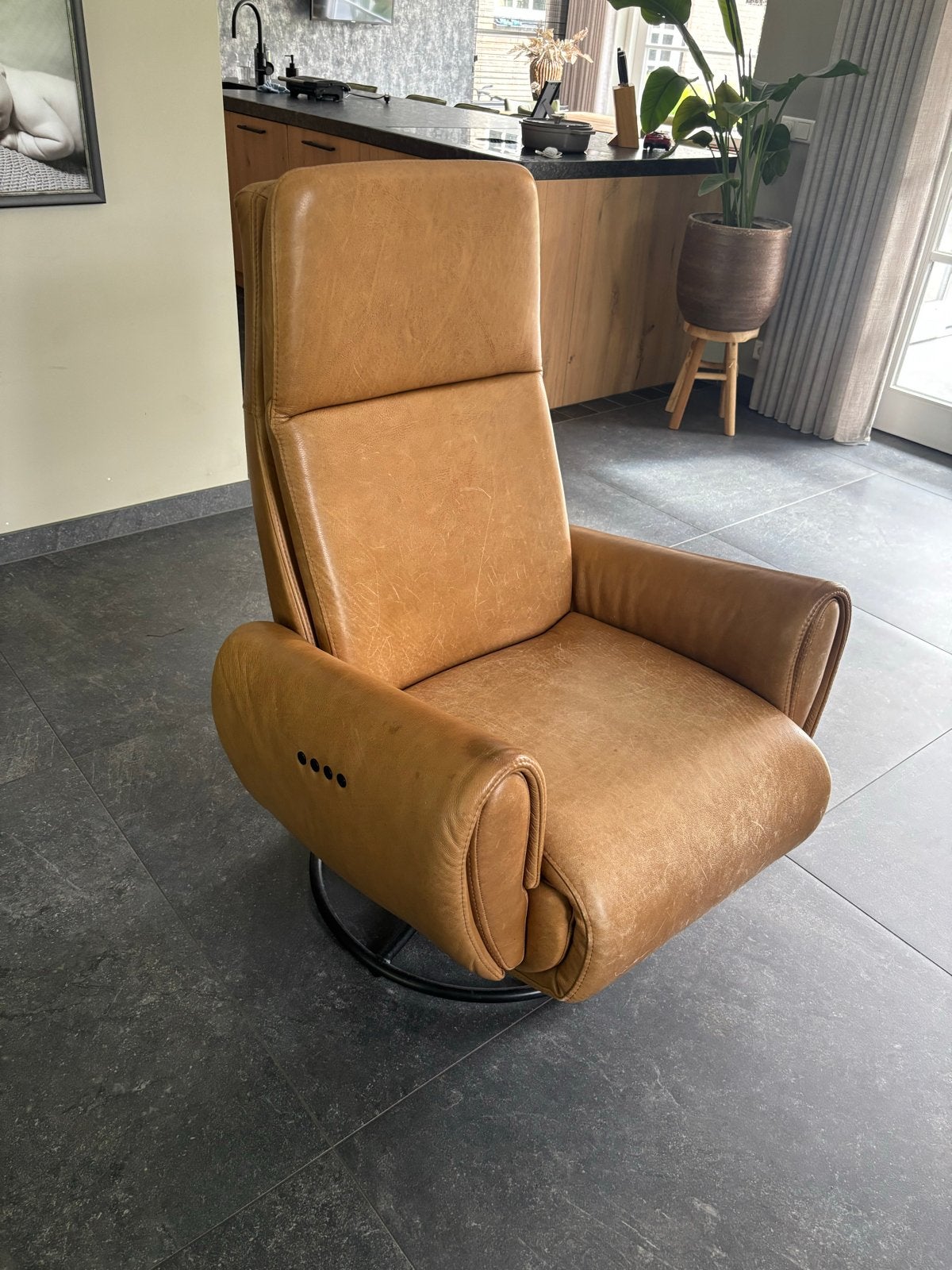 Leren relax fauteuil Foxx M. - Texas Cognac