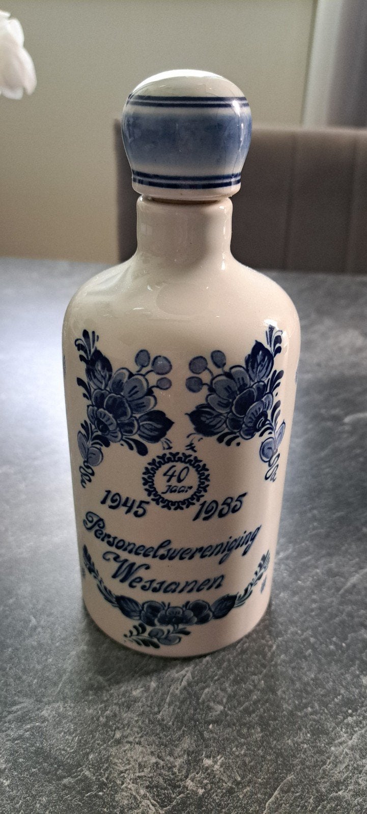 Delfts Blauw Regina Fles 40 Jaar Personeelsvereniging, Ophalen of Verzenden