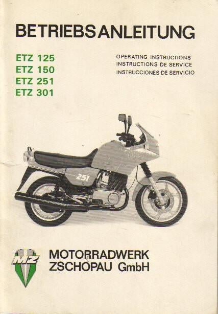 MZ ETZ125, ETZ150, ETZ251 en ETZ301 notice (4992z), Ophalen of Verzenden, Overige merken