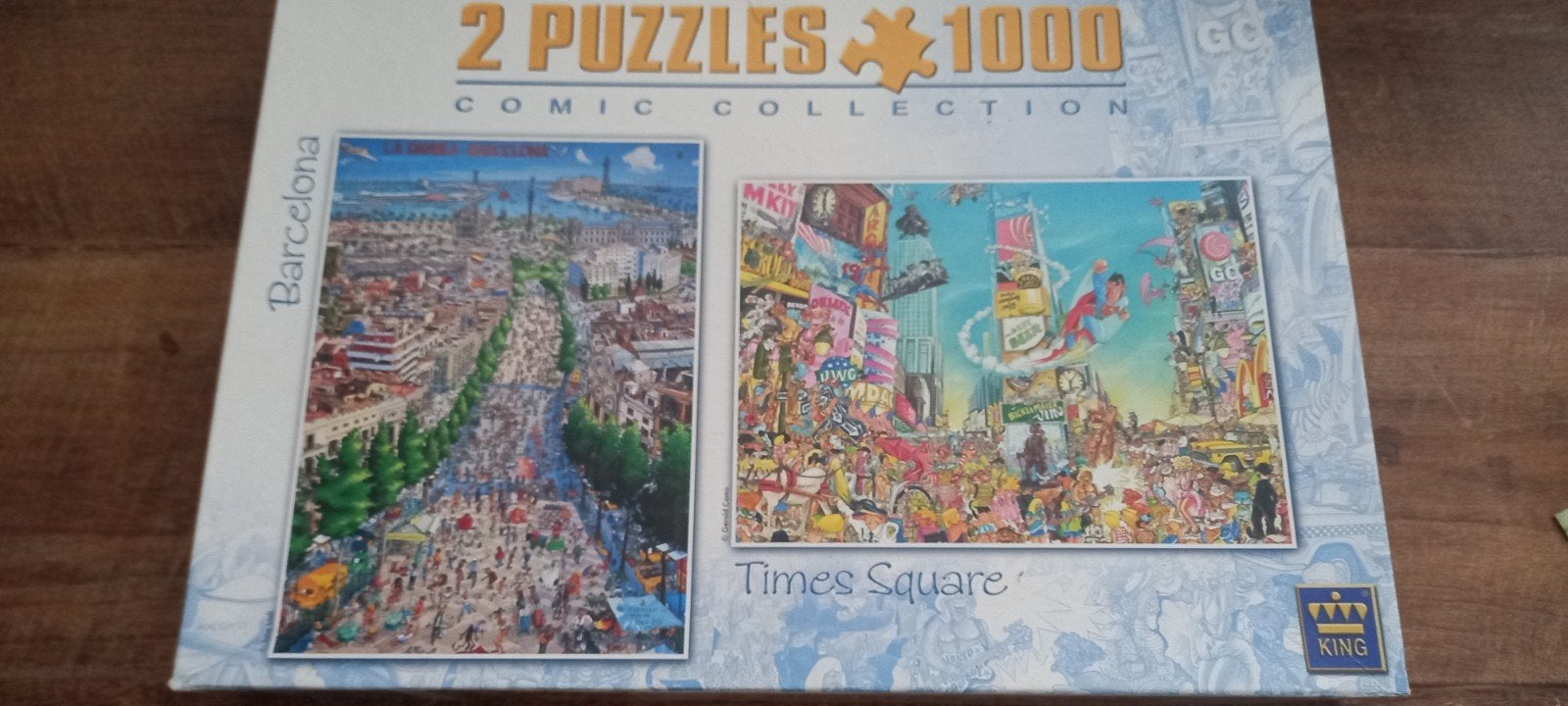 Nieuw King Legpuzzels 1000 stukjes: Barcelona & Times Square, Ophalen of Verzenden, 500 t/m 1500 stukjes, Gebruikt, Legpuzzel