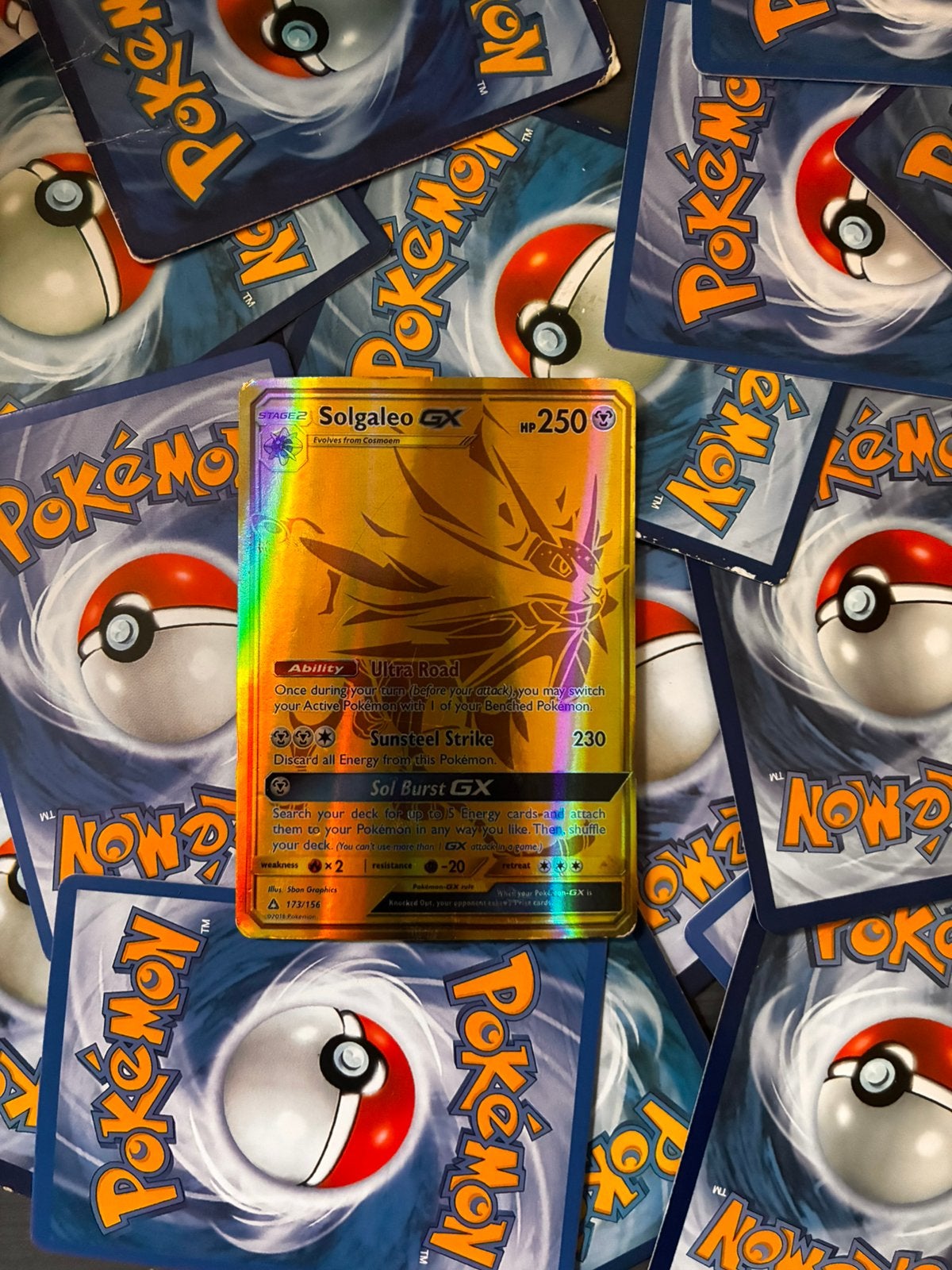 Solgaleo gx goud, Ophalen of Verzenden, Gebruikt, Losse kaart