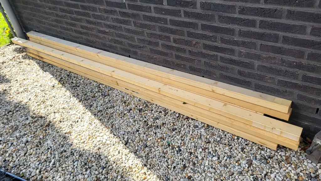 Vuren balk geschaafd 44 x 69 x 270 cm - 6 stuks, Ophalen, 25 tot 50 mm, Zo goed als nieuw, 250 tot 300 cm