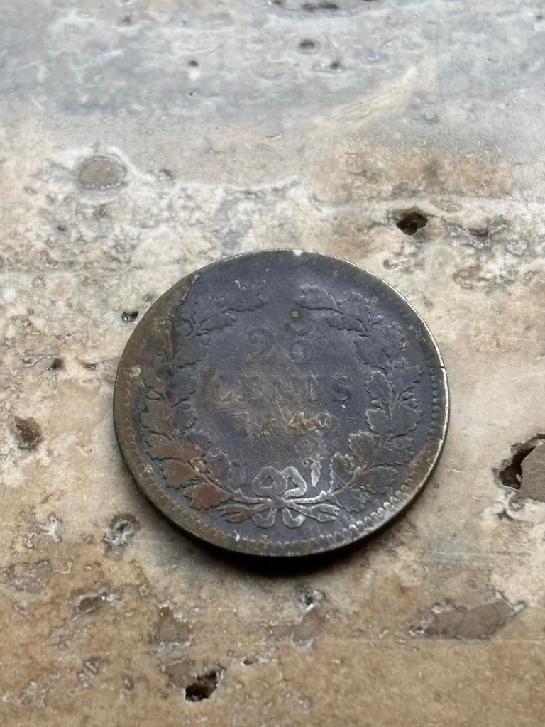 25 cent 1849 Willem III, zilver , zeer zeldzaam, Postzegels en Munten, Munten | Nederland, Koning Willem III, Zilver, 25 cent