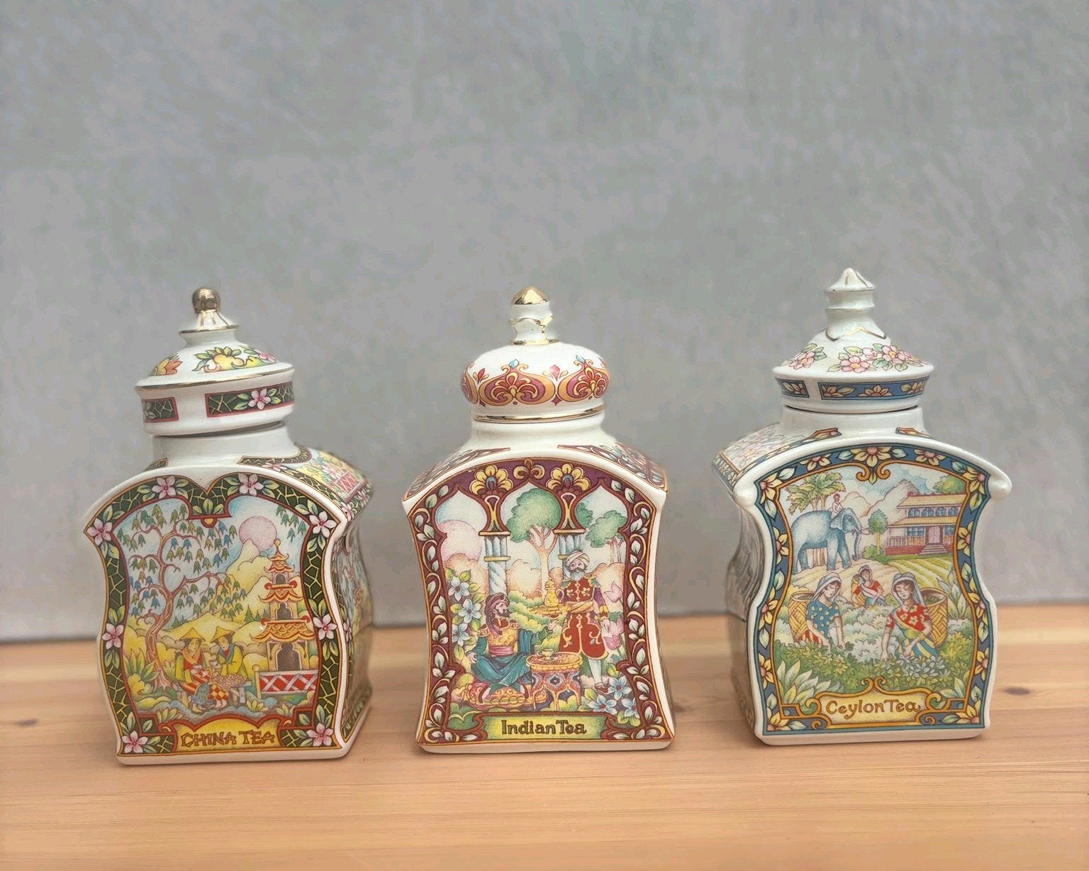 Vintage Sadler, tea collection, porseleinen voorraad potten, Vintage, Overige typen, Ophalen of Verzenden, Zo goed als nieuw