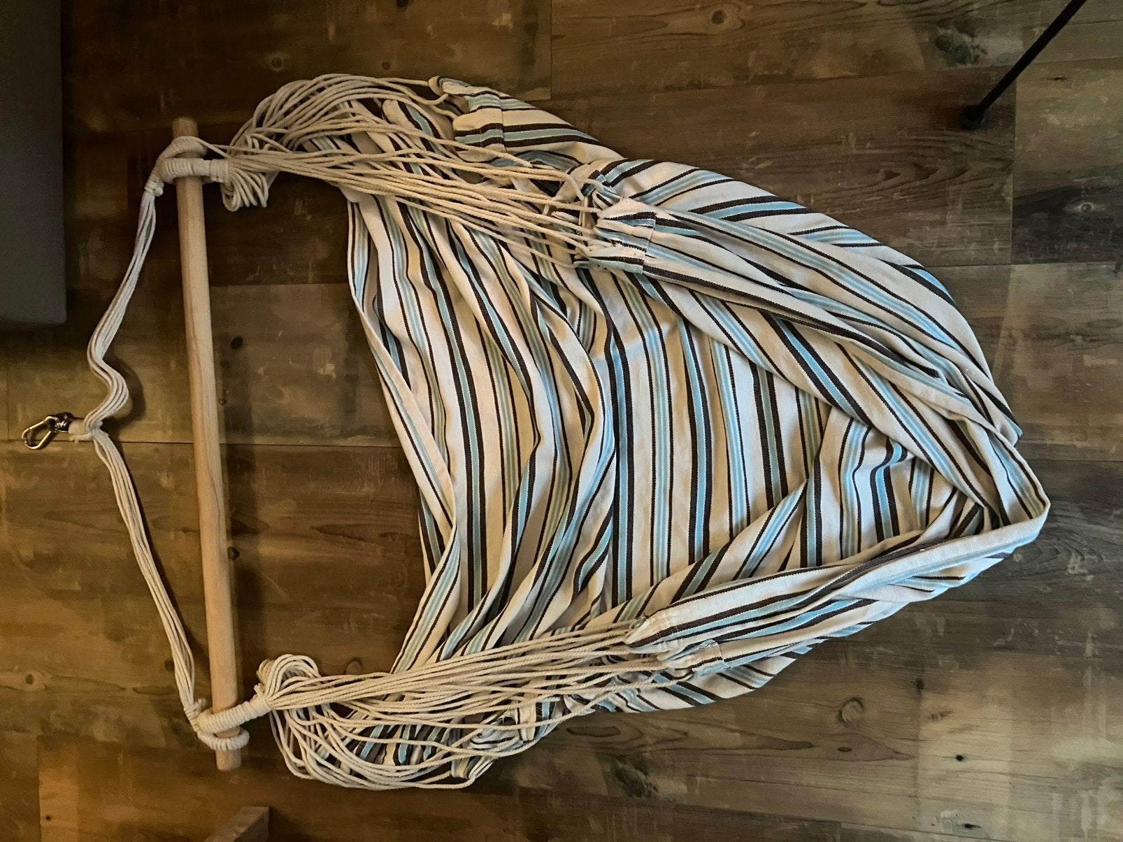 Hangstoel hangmat 1 pers. blauw bruin creme relaxed  zgan, Ophalen, Zo goed als nieuw